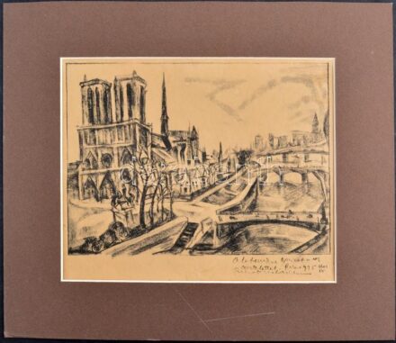 Perlrott Csaba Vilmos (1880-1955): Notre Dame, Párizs. Ofszet, papír, jelzett a nyomaton. Megjelent 200 példányban. Paszpartuban. 19,5x27 cm