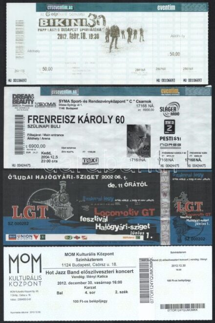 1995-2013 Bp., 9 db koncertjegy