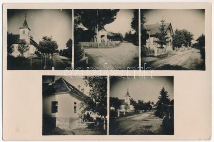 1943 Felsőbeszterce, Murabeszterce, Felső-Bisztricza, Gornja Bistrica; utca, templom / street, church + 'POSTAI ÜGYN.'