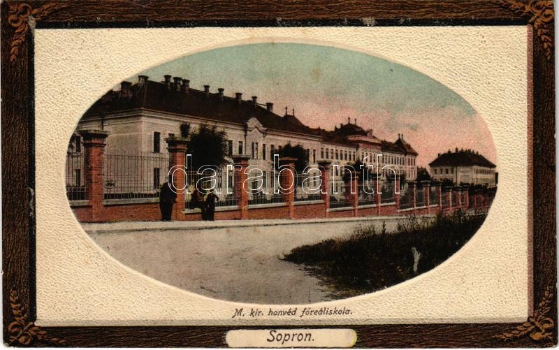 1911 Sopron, M. kir. Honvéd főreáliskola + 'SOPRON-EBENFURT 310' vasúti mozgóposta (fl)