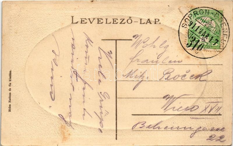 1911 Sopron, M. kir. Honvéd főreáliskola + 'SOPRON-EBENFURT 310' vasúti mozgóposta (fl) - Image 2