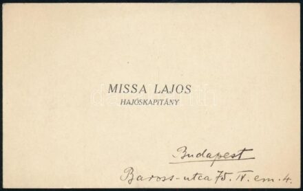 cca 1890 Missa Lajos autográf sorai névjegykártyáján, melyben felajánl egy Ferenc József -Erzsébet királyné házassagi évforduló emlékérmet
