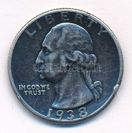 Amerikai Egyesült Államok 1938. 25c Ag T:2- ph., patina USA 1938. 25 Cents Ag C:VF edge error, patina Krause KM#164