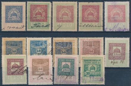 14 db értékpapír forgalmi adóbélyeg