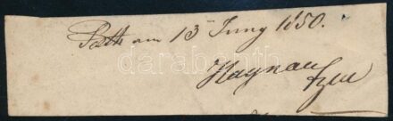 1850 báró Julius Haynau táborszernagy (1786-1853) autográf aláírása kivágáson 11 cm