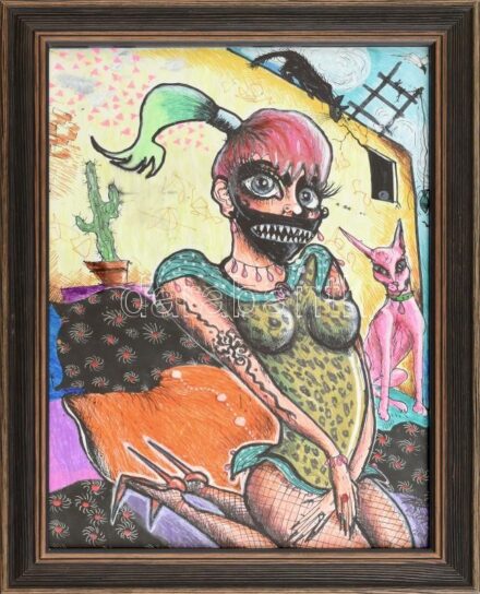 Szilágyi Zoé (1966): Manga lány. Vegyes technika, papír, Jelzett. üvegezett keretben 30x20 cm