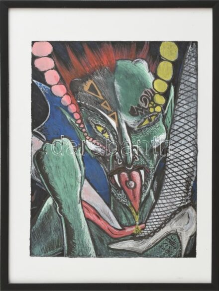 Szilágyi Zoé (1966): Démon. Vegyes technika, papír, Jelzett. üvegezett keretben 31x24 cm