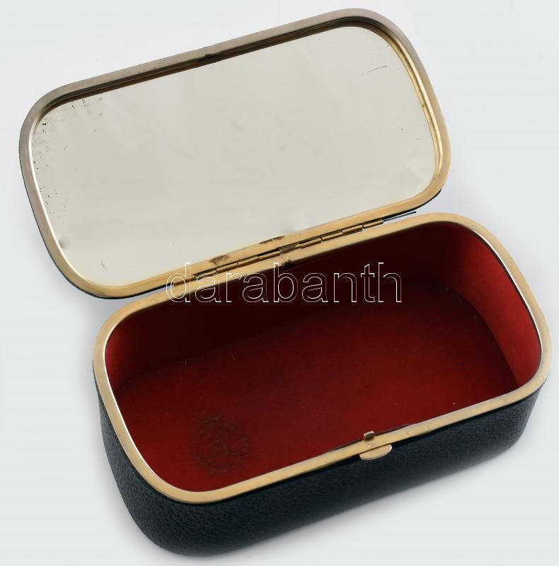 3 db különféle doboz (műbőr borítású tükrös doboz, réz berakásos fa ékszeres dobozka, csont és réz ékszeres dobozka), 19x10x7 cm és 6x4,5x4 cm között - Image 2