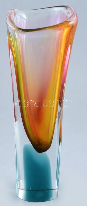Üveg váza, irizáló, csiszolt 24 cm