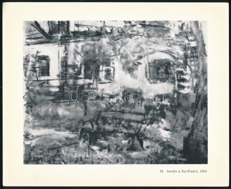 Czóbel Béla festőművész autográf datálása egyéni kiállítási katalógusának címlapján (Galerie Georges Moss, Genf, 1965, több fekete-fehér reprodukcióval), katalógus borítója sérült, foltos, - Image 2