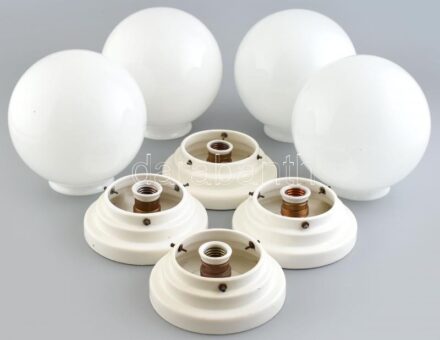 Négy darab gránit porcelán foglalatos fali vagy menyezeti lámpa, Jelzettek 17 cm 20 cm