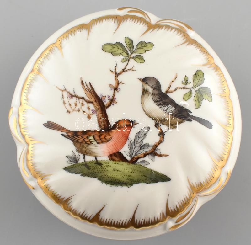 Herendi Rothschild mintás bonbonier. Kézzel festett, jelzett, kisebb kopásnyomokkal, d: 12 cm - Image 2