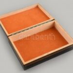 Szovjet retró fadoboz fémlemez rátéttel, kopott, 24x16x6cm - Image 3