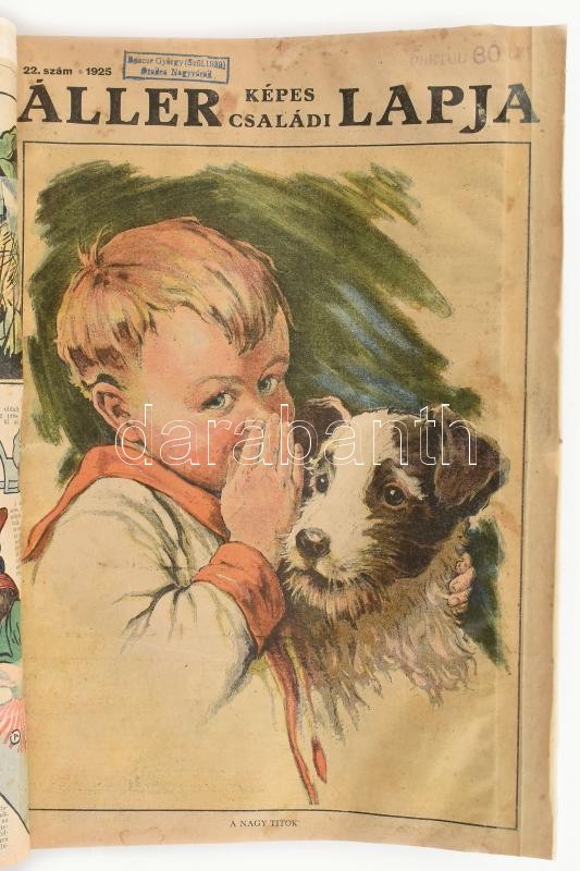 1925 Aller Képes Családi Lapja II. évfolyamának egybekötött szórvány számai, 15-40. számig. Modern egészvászon-kötésben, a lapok javítottak (!), egy lapon a javítás szakadt, 5 szám hiányos. - Image 3