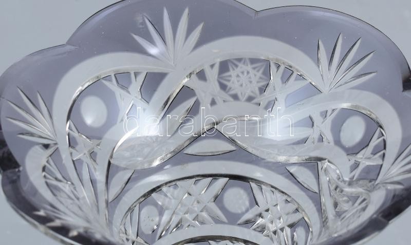 Ólomkristály váza, fém aljjal, apró csorba, m:26 cm - Image 2