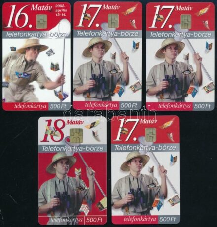 2002-2003 MATÁV telefonkártya-börze 5 db, benne 4 db 5000 és 1 db 10 000 példányos telefonkártya, jó állapotban