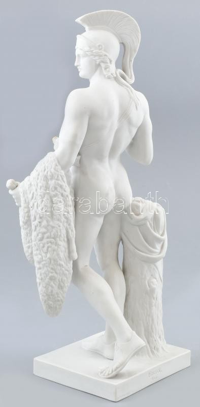 Eneret Herkules szobor, fehér, bisquit porcelán, jelzett, kardjánál sérült, m: 34 cm - Image 2
