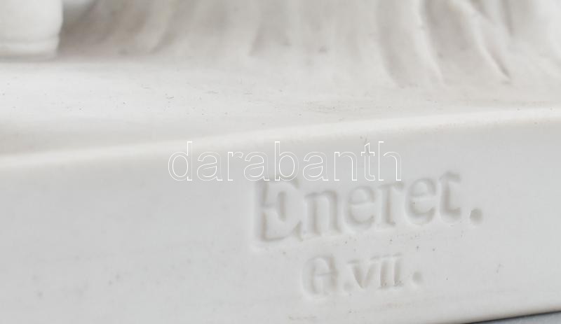Eneret Herkules szobor, fehér, bisquit porcelán, jelzett, kardjánál sérült, m: 34 cm - Image 3