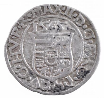 1565K-B Denár Ag 'Miksa' (0,41g) T:2,2- patina Hungary 1565K-B Denar Ag 'Maximilian' (0,41g) C:XF,VF patina Huszár: 992.,Unger II.: 766a