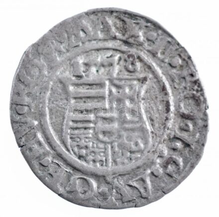 1578K-B Denár Ag 'Miksa' (0,60g) T:2,2- patina Hungary 1578K-B Denar Ag 'Maximilian' (0,60g) C:XF,VF patina Huszár: 993.,Unger II.: 767.a