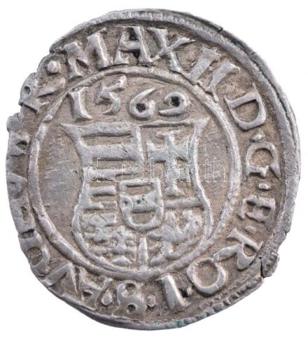 1569K-B Denár Ag 'Miksa' (0,54g) T:2 patina Hungary 1569K-B Denar Ag 'Maximilian' (0,54g) C:XF patina Huszár: 992.,Unger II.: 766.a