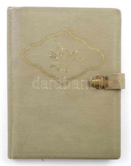 1956-1957 Emlékkönyv kézzel írt bejegyzésekkel, vászonborítású csatos füzetben