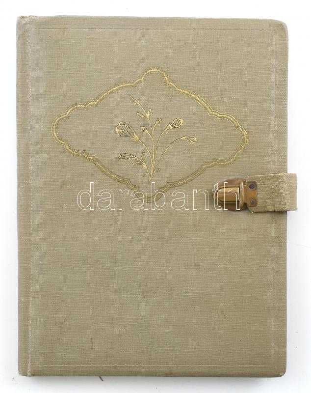 1956-1957 Emlékkönyv kézzel írt bejegyzésekkel, vászonborítású csatos füzetben