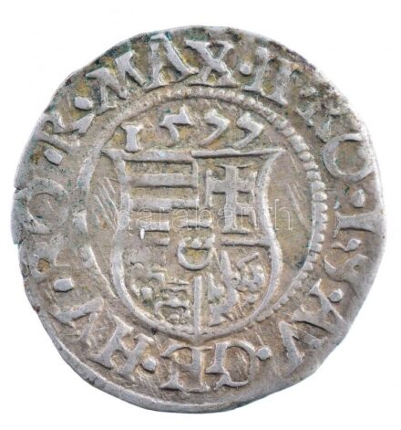 1577K-B Denár Ag 'Miksa' (0,51g) T:1-,2 patina Hungary 1577K-B Denar Ag 'Maximilian' (0,51g) C:AU,XF patina Huszár: 993.,Unger II.: 767.a