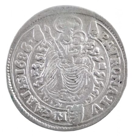 1686K-B 15kr Ag 'I. Lipót' (6,01g) T:1- patina Hungary 1686K-B 15 Kreuzer Ag 'Leopold I' (6,01g) C:AU patina Huszár: 1427., Unger II.: 1061.