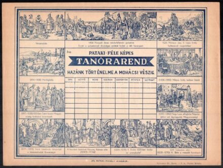 cca 1930 Pataki-féle képes tanrend, Hazánk történelme a mohácsi vészig, kitöltetlen, szép állapotban
