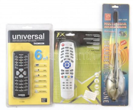 Asztali mikrofon 3.5 mm jack csatlakozóval + 2 db univerzális távirányító, több funkcióval, bontatlan csomagolásban
