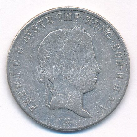Ausztria 1844C 20kr Ag 'Ferdinánd' T:2- patina, karc Austria 1844C 20 Kreuzer Ag 'Ferdinand' C:VF patina, scratches Krause KM#2208