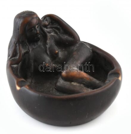 Figurális, aktos hamitartó, zsírkő, kopásnyomokkal, d:10cm