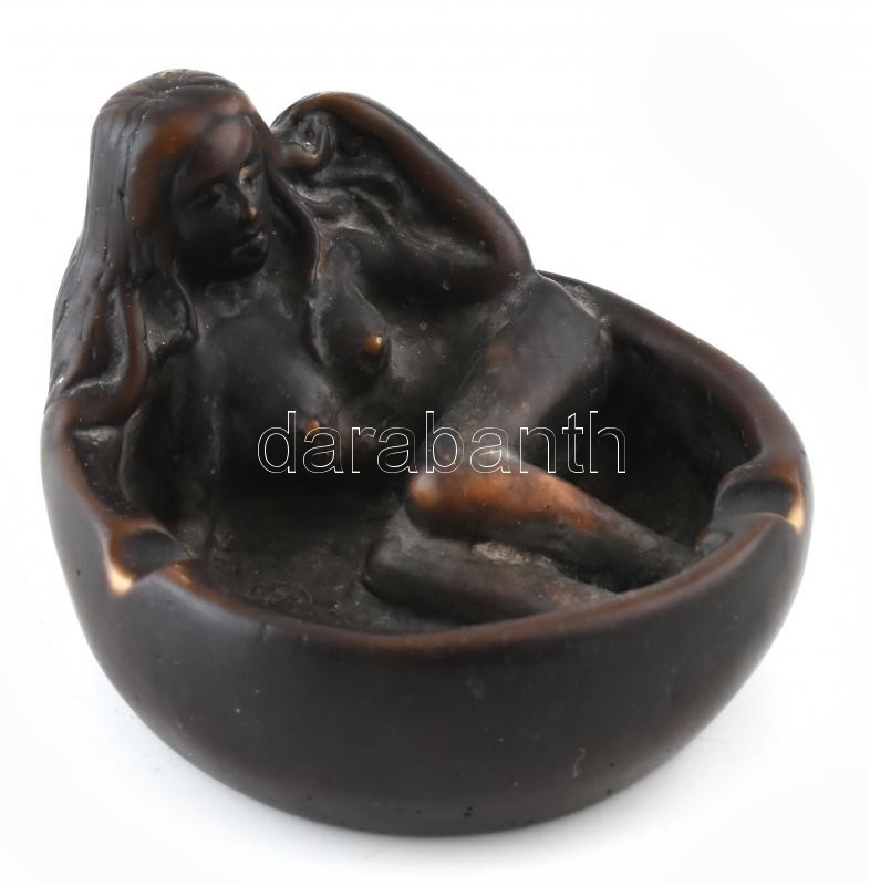 Figurális, aktos hamitartó, zsírkő, kopásnyomokkal, d:10cm