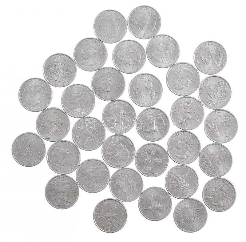 Amerikai Egyesült Államok 1999-2001. 1/4$ Cu-Ni '50 állam' (33x) T:1- USA 1999-2001. 1/4 Dollar Cu-Ni '50 states' full series (33xdiff) C:AU