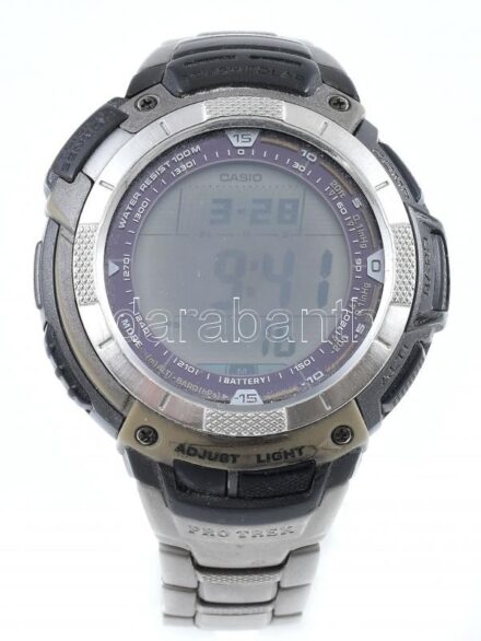 Casio No. 2894 karóra, titánium, a felső folyékony kristály kiégett, működik, leolvasható, digitális, d:55mm