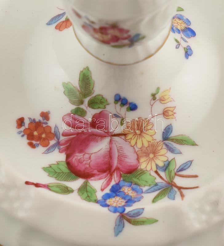 Herendi virágmintás gyertyatartó. Kézzel festett, jelzett, minimális kopással, d. 13 cm, m: 9,5 cm - Image 2