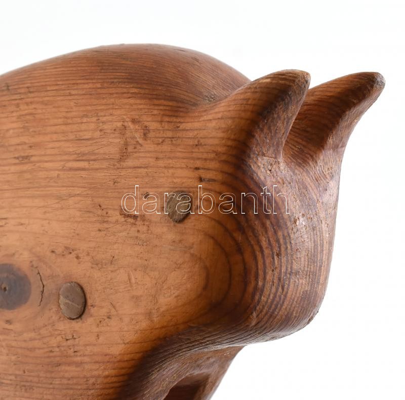 Retró faragott fa bika, kopásnyomokkal, m:13cm - Image 2