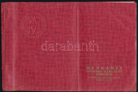 cca 1930 Hungária Műszaki Vállalat Gépüzem katalógus