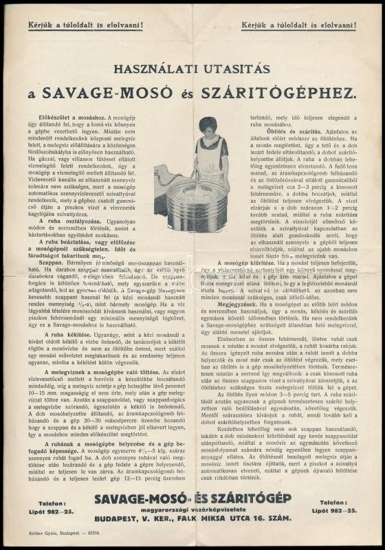 cca 1930 Használati utasítás Savage-mosó és szárítógéphez - Image 2