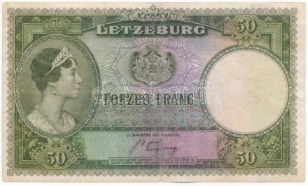 Luxemburg 1944. 50Fr T:III Luxembourg 1944. 50 Francs C:F Krause P#46