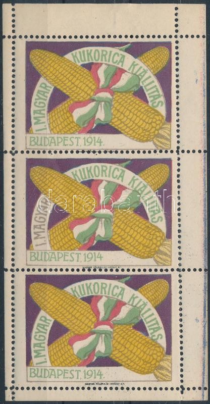 1914 Magyar Kukorica Kiállítás levélzáró kisív / mini sheet of label