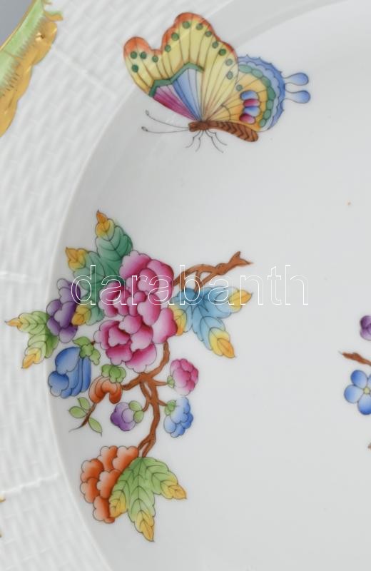 Herendi Viktória mintás 1db mélytányér, kézzel festett porcelán, jelzett, kopásnyomokkal, ragasztott. - Image 3