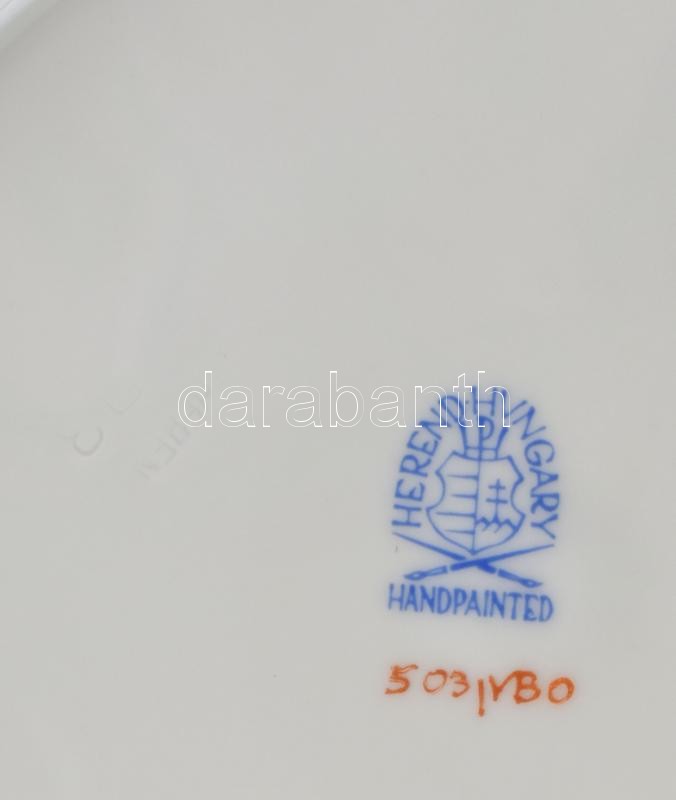 Herendi Viktória mintás 1db mélytányér, kézzel festett porcelán, jelzett, kopásnyomokkal, ragasztott. - Image 4