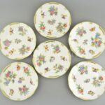 Herendi Viktória mintás 6db lapostányér, kézzel festett porcelán, jelzett, hibátlan.
