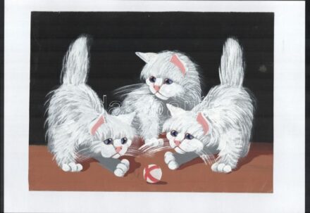 Jelzés nélkül: 3 cica. Tempera, papír, 25x34 cm