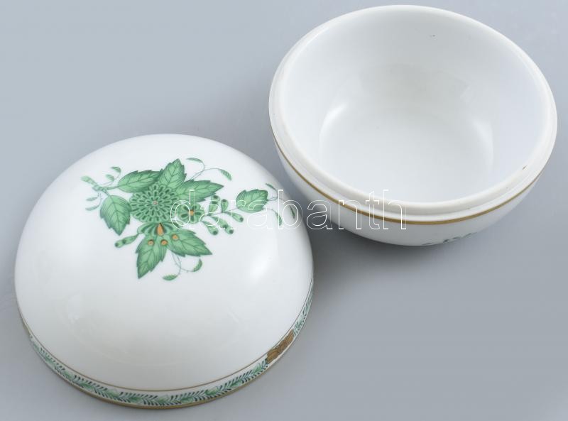 Herendi Apponyi purpur mintás bonbonier. Kézzel festett, jelzett, minimális kopással, d: 11,5 cm - Image 2