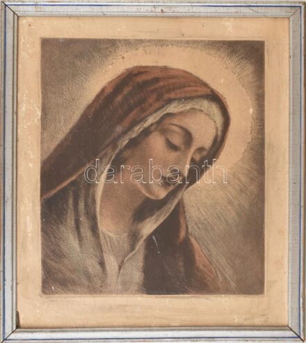 Jelzés nélkül: Szent. Rézkarc, papír, foltos, kissé sérült. Kopott fakeretben. 31x26 cm
