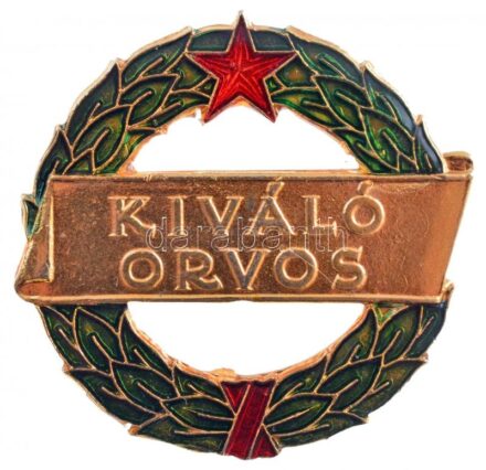 1984. 'Kiváló Orvos' zománcozott, aranyozott Br jelvény tokban (~25mm) T:1-