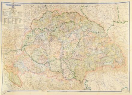 Magyarország közigazgatási térképe 1918-ban (1939. évi határokkal). Tervezte és rajzolta: Kogutowicz Manó. 1 : 900.000. Bp., Magyar Földrajz Intézet Rt., hajtva, kisebb szakadásokkal, hiányos borítóval, 115x84 cm